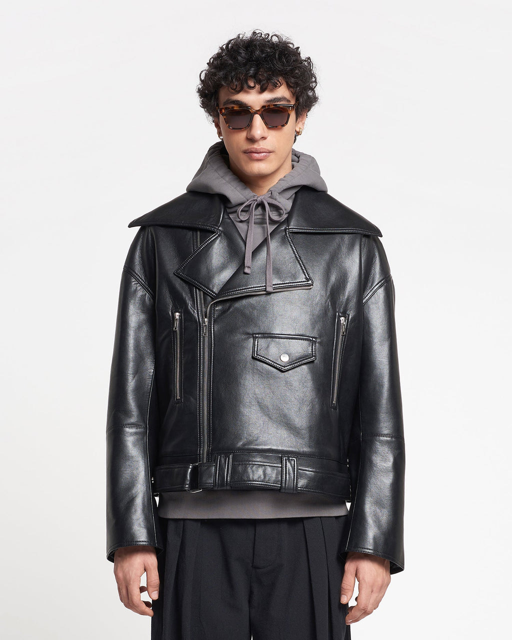 Blouson en cuir recyclé - Noir