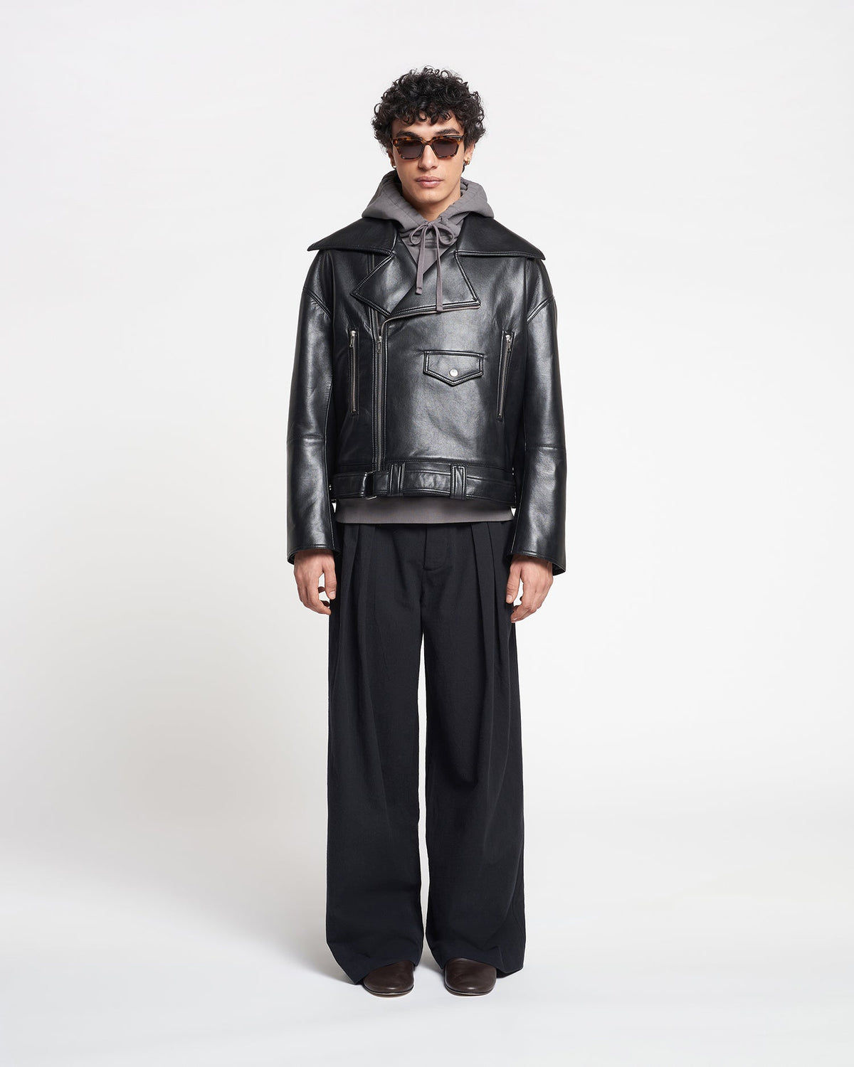 Blouson en cuir recyclé - Noir