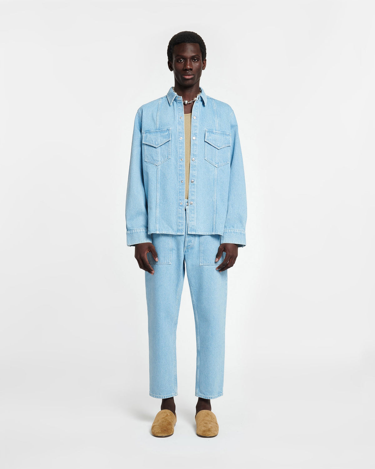 Jeans de travail écoresponsables en denim - Délavage clair