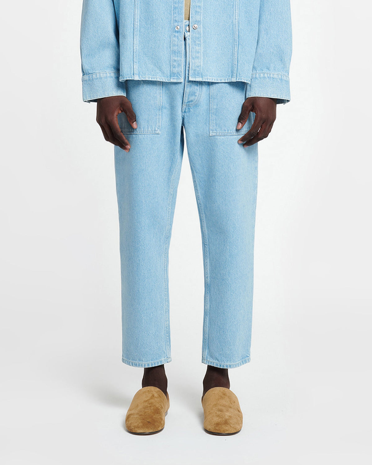 Jeans de travail écoresponsables en denim - Délavage clair