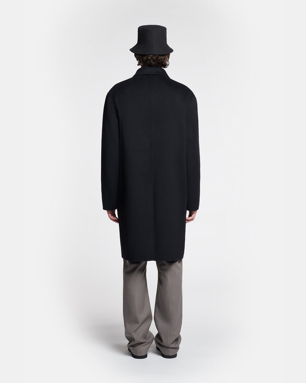 Manteau double en laine et soie - Noir