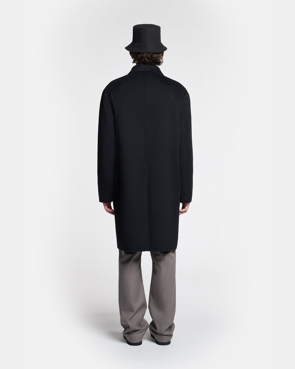 Manteau double en laine et soie - Noir