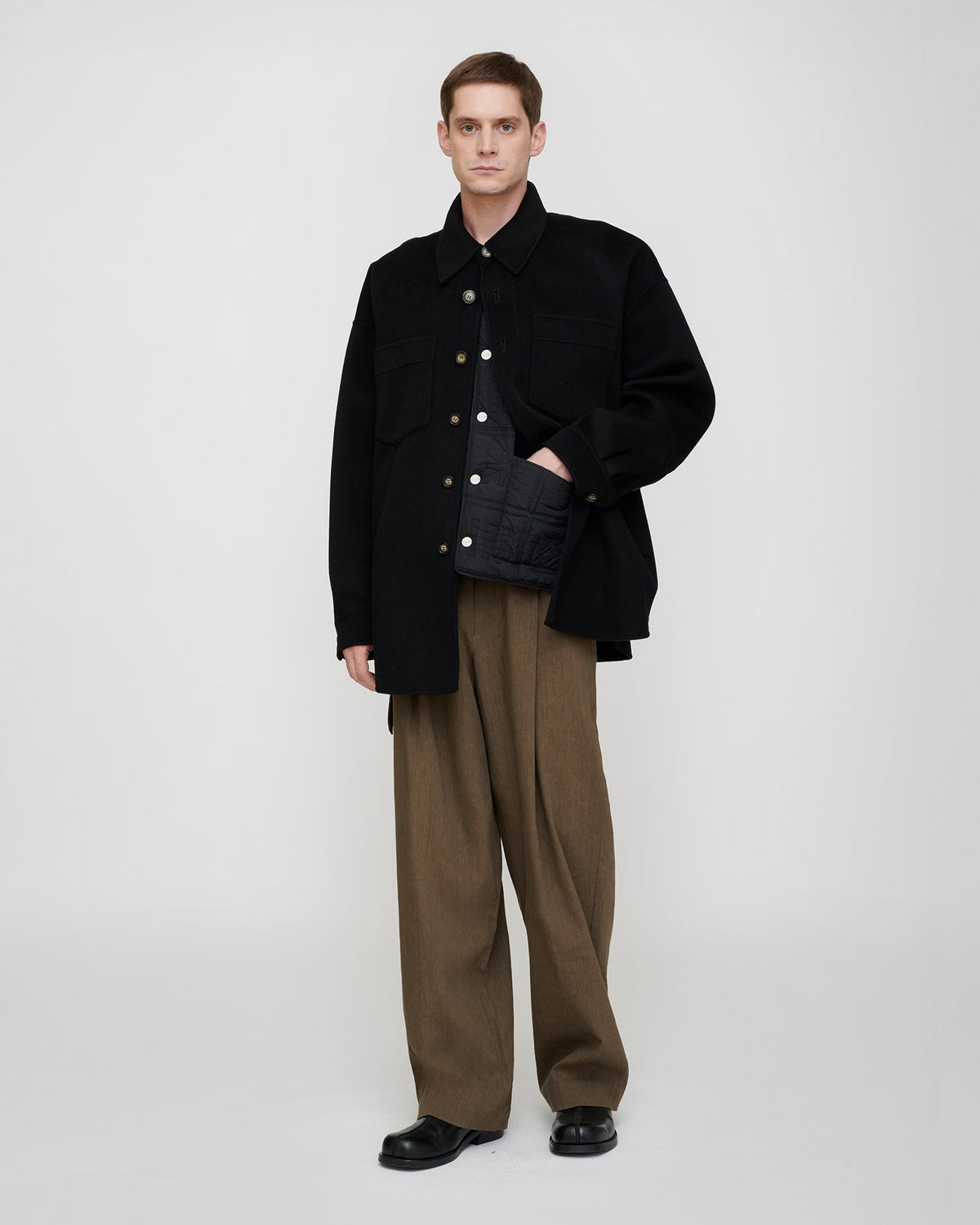 Surchemise en double laine et soie - Noir