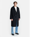 Manteau Peignoir en Laine et Soie Double Face - Noir