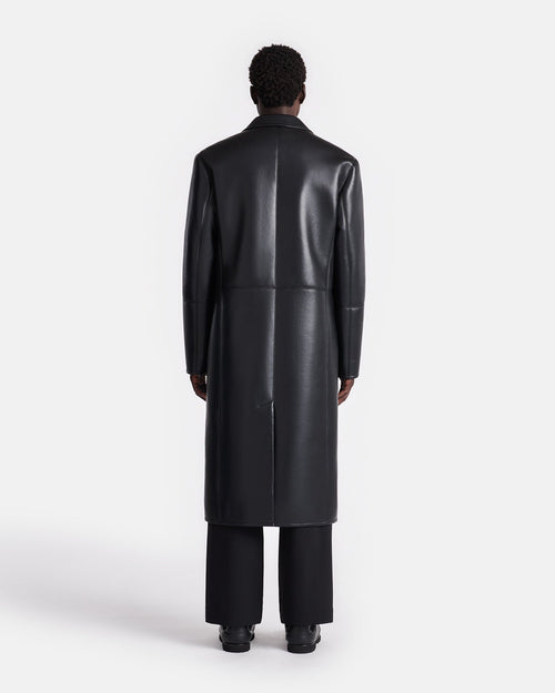 Manteau croisé en peau lainée contrecollée – Brin de maïs/Noir