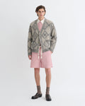 Cardigan en alpaga brossé - Motif géométrique Avoine