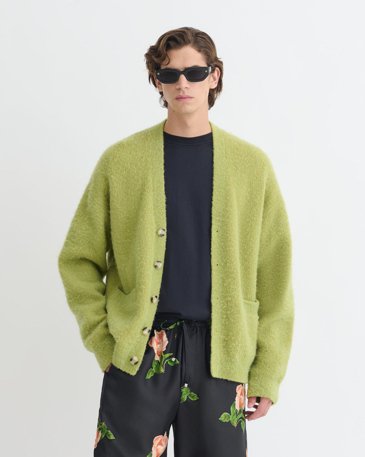 Cardigan en alpaga brossé - Vert