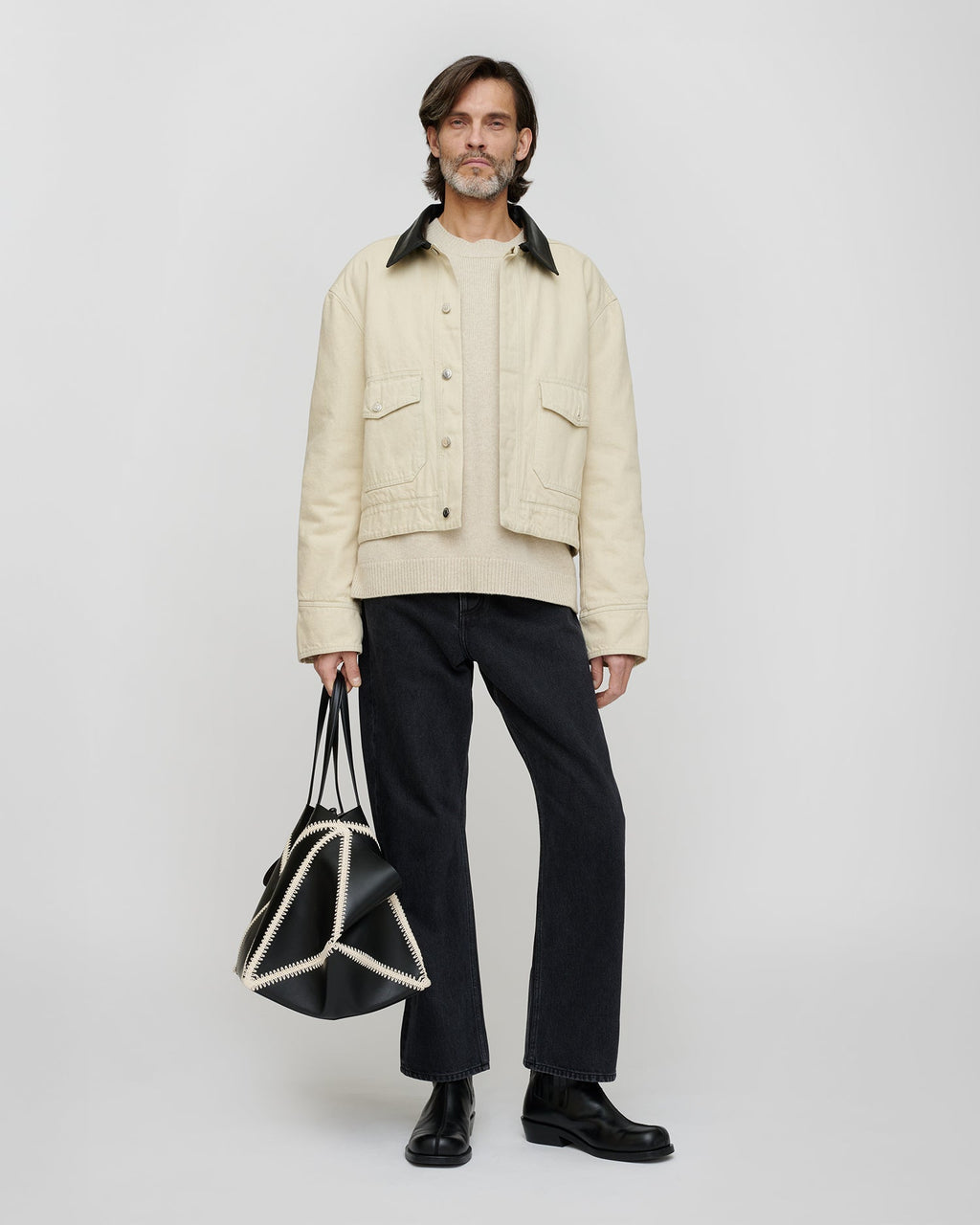 Veste en jean - Beige/Noir
