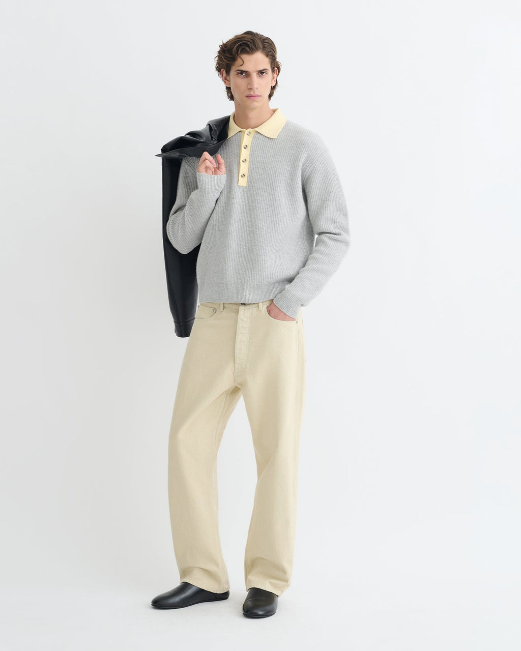 Jean bootcut en jean beige - Beige