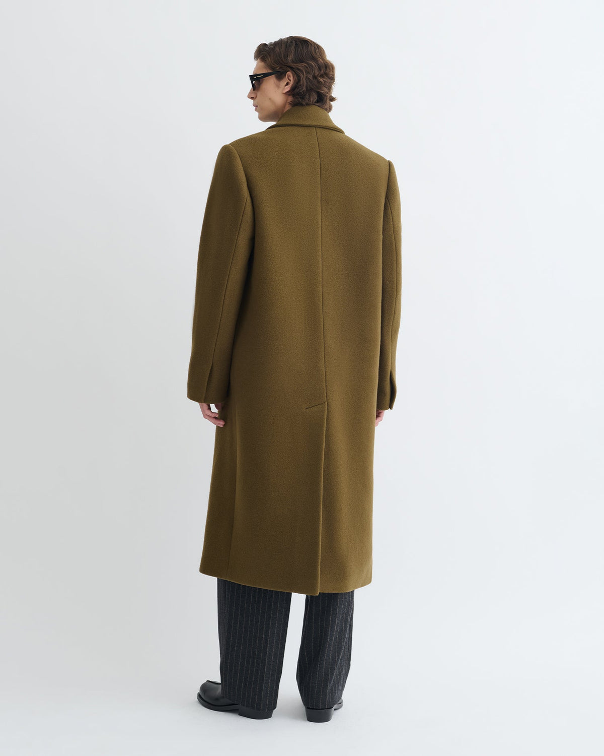 Manteau croisé en laine feutrée - Bois