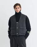 Gilet court en double laine - Gris chiné