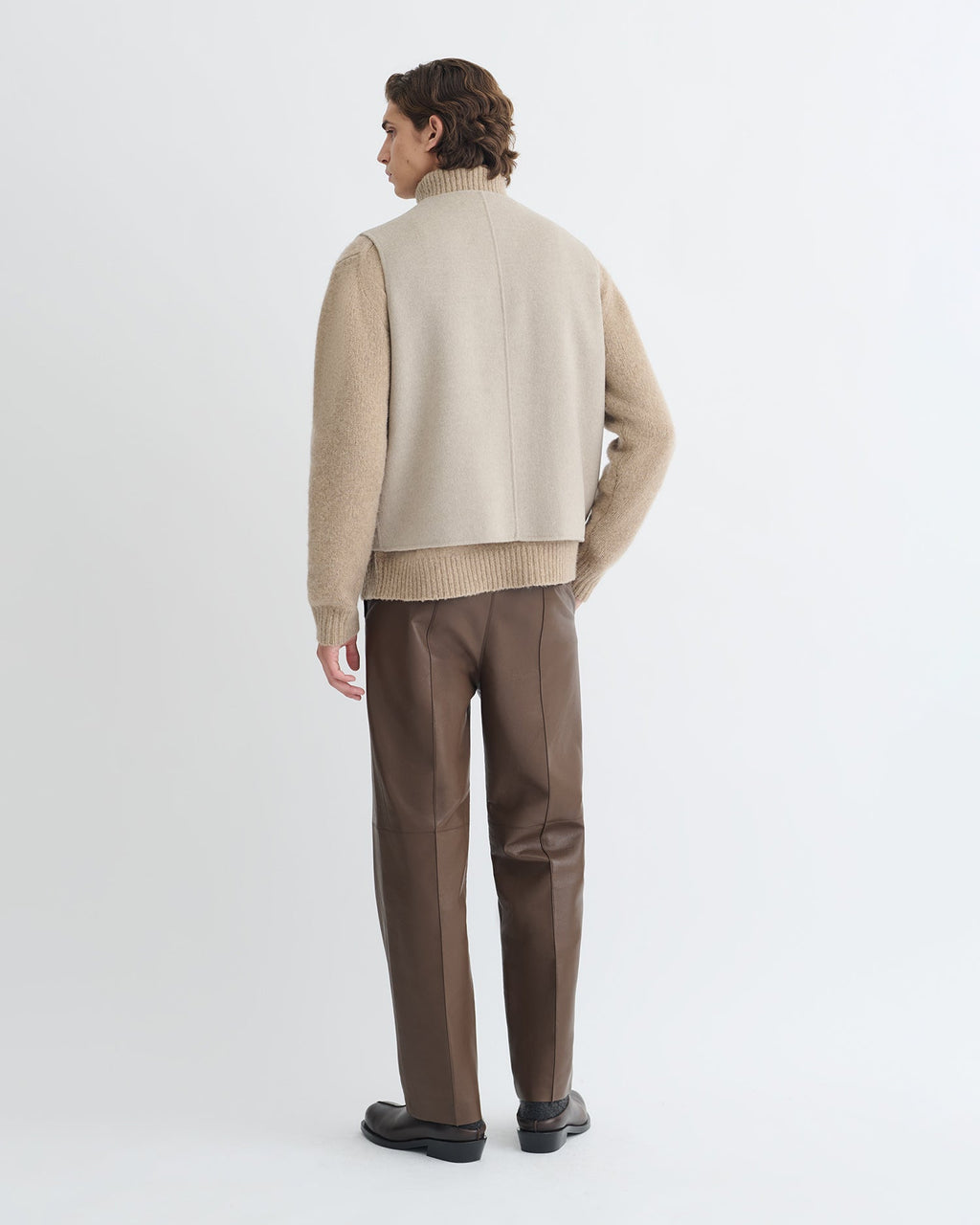 Gilet court double laine - Stone