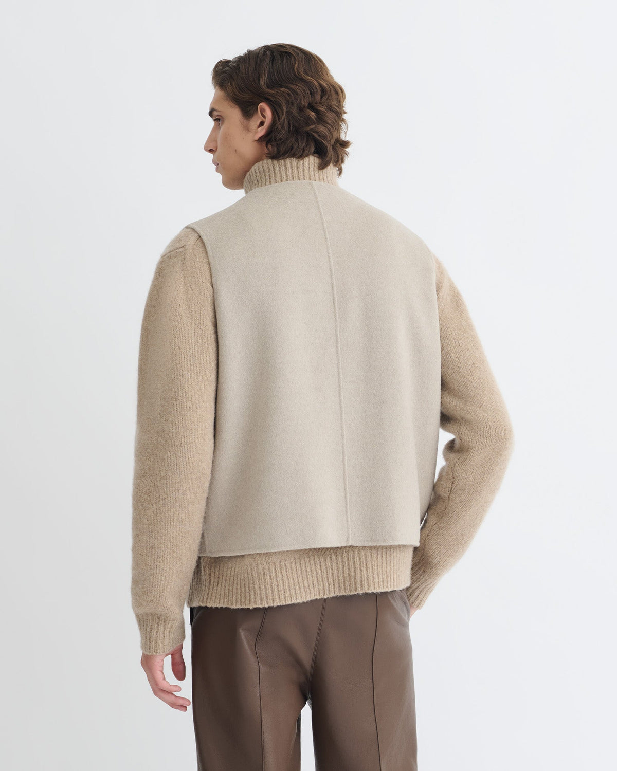 Gilet court double laine - Stone
