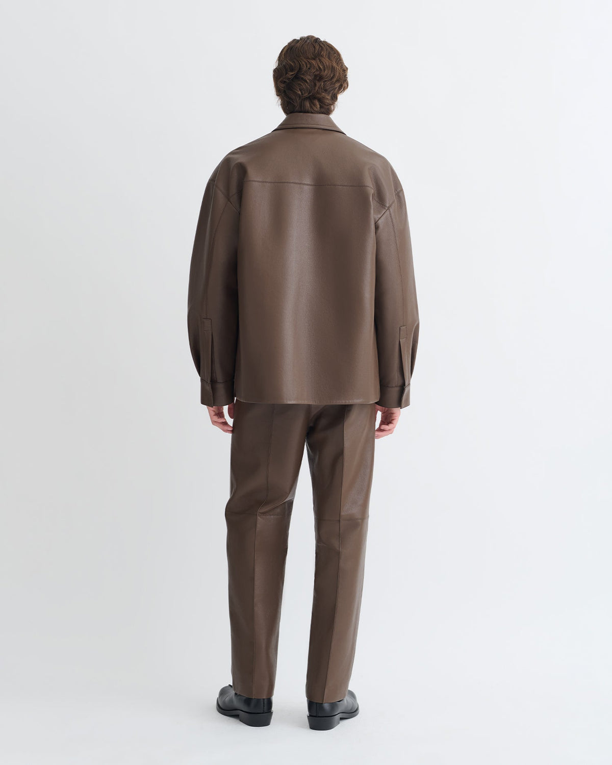 Surchemise en cuir recyclé - Chocolat