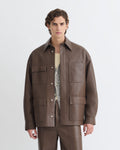 Surchemise en cuir recyclé - Chocolat