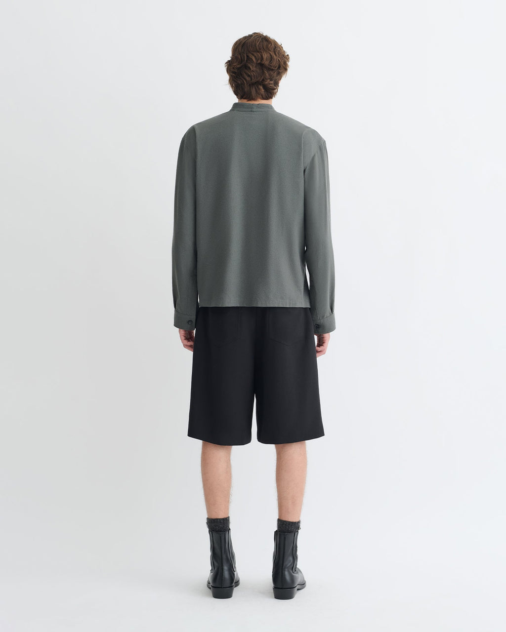 Chemise cache-cœur en soie grège - Gris foncé