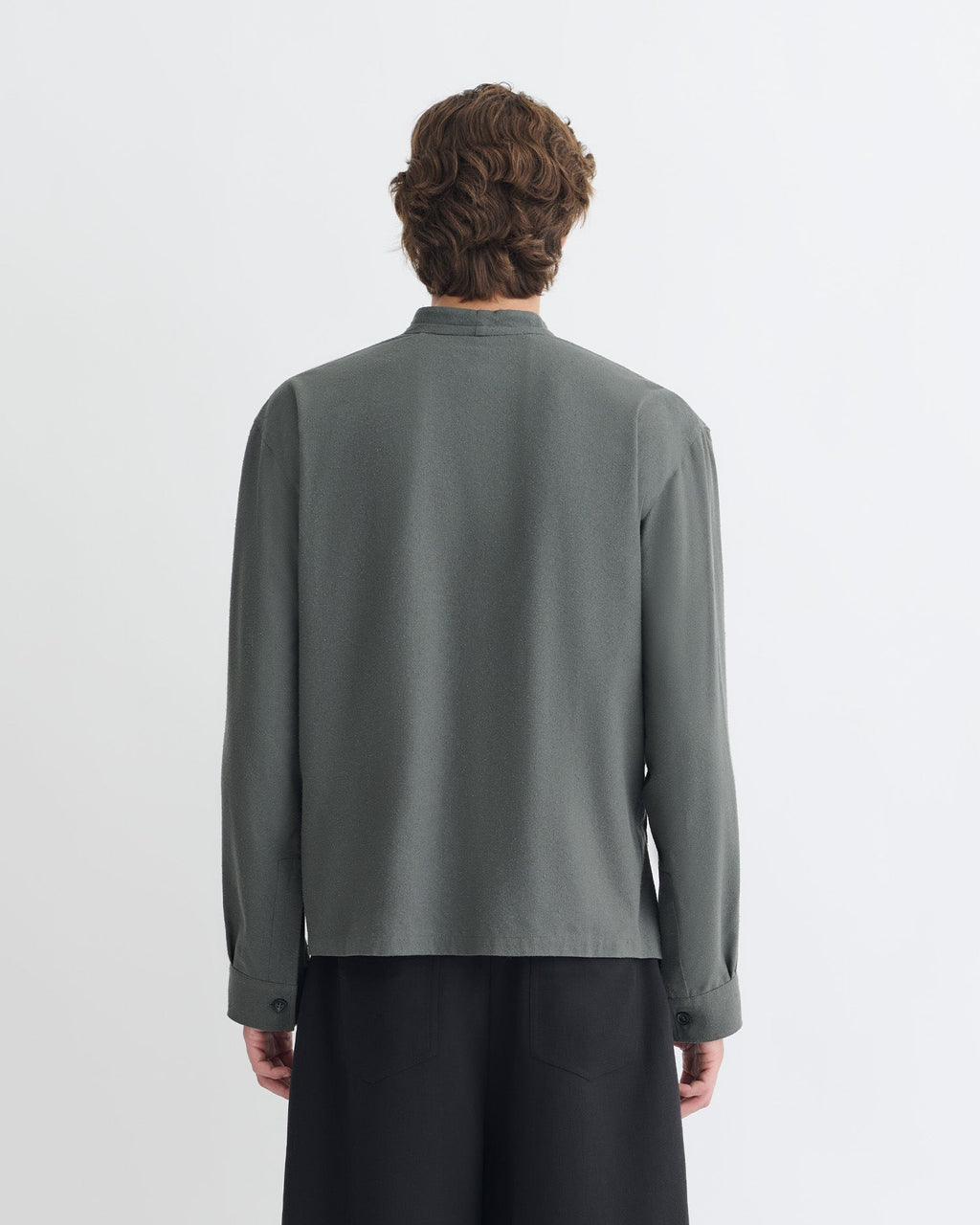 Chemise cache-cœur en soie grège - Gris foncé