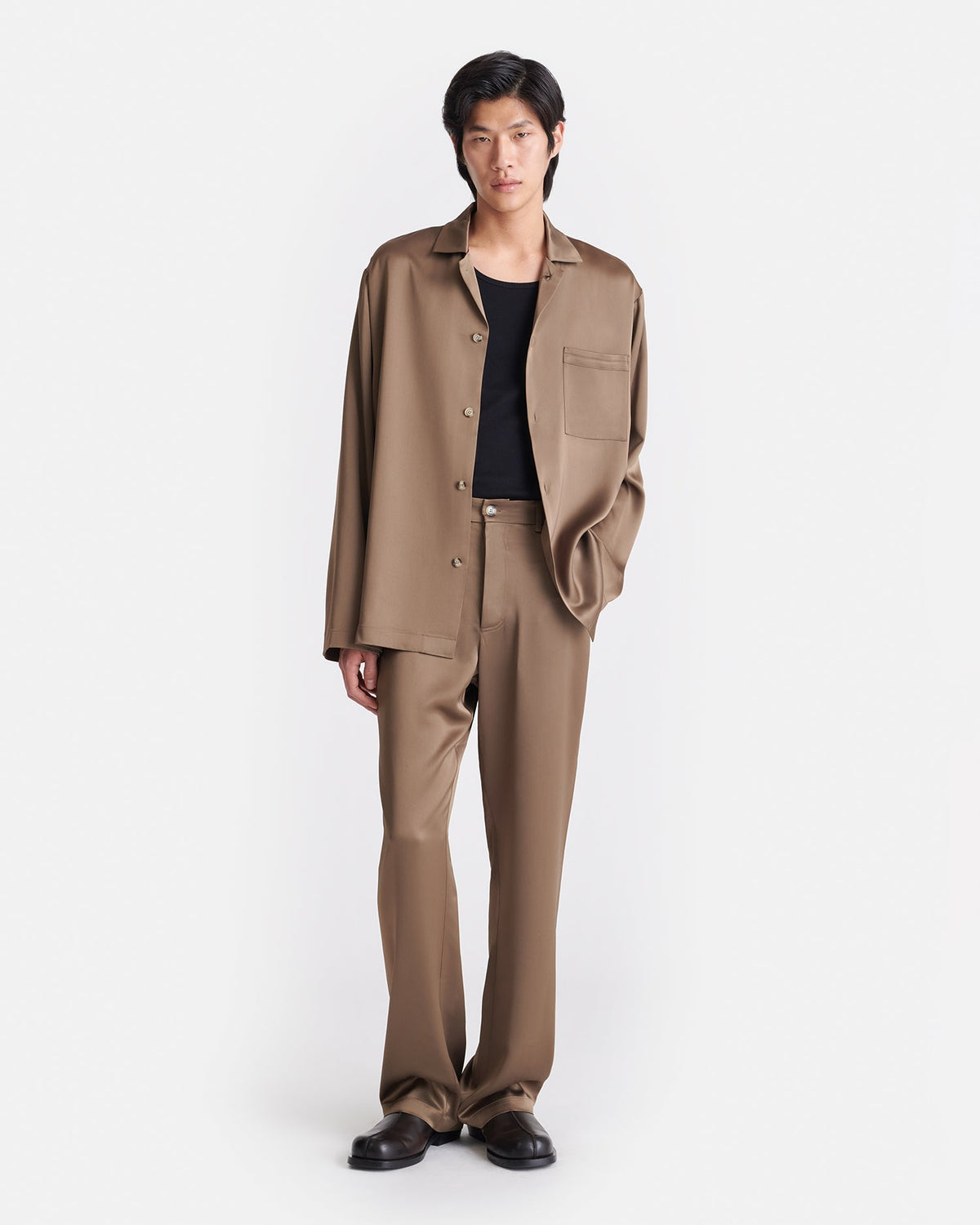 Pantalon en satin fluide - Grain de café