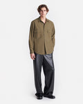 Chemise manches longues popeline lourde - Vert uniforme