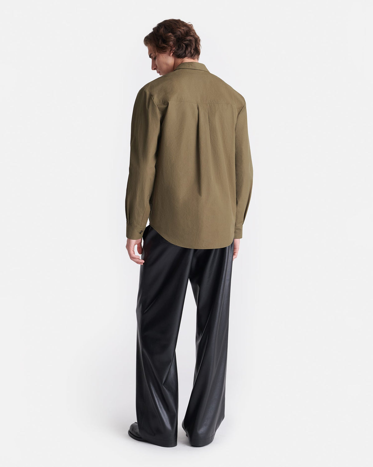 Chemise manches longues popeline lourde - Vert uniforme