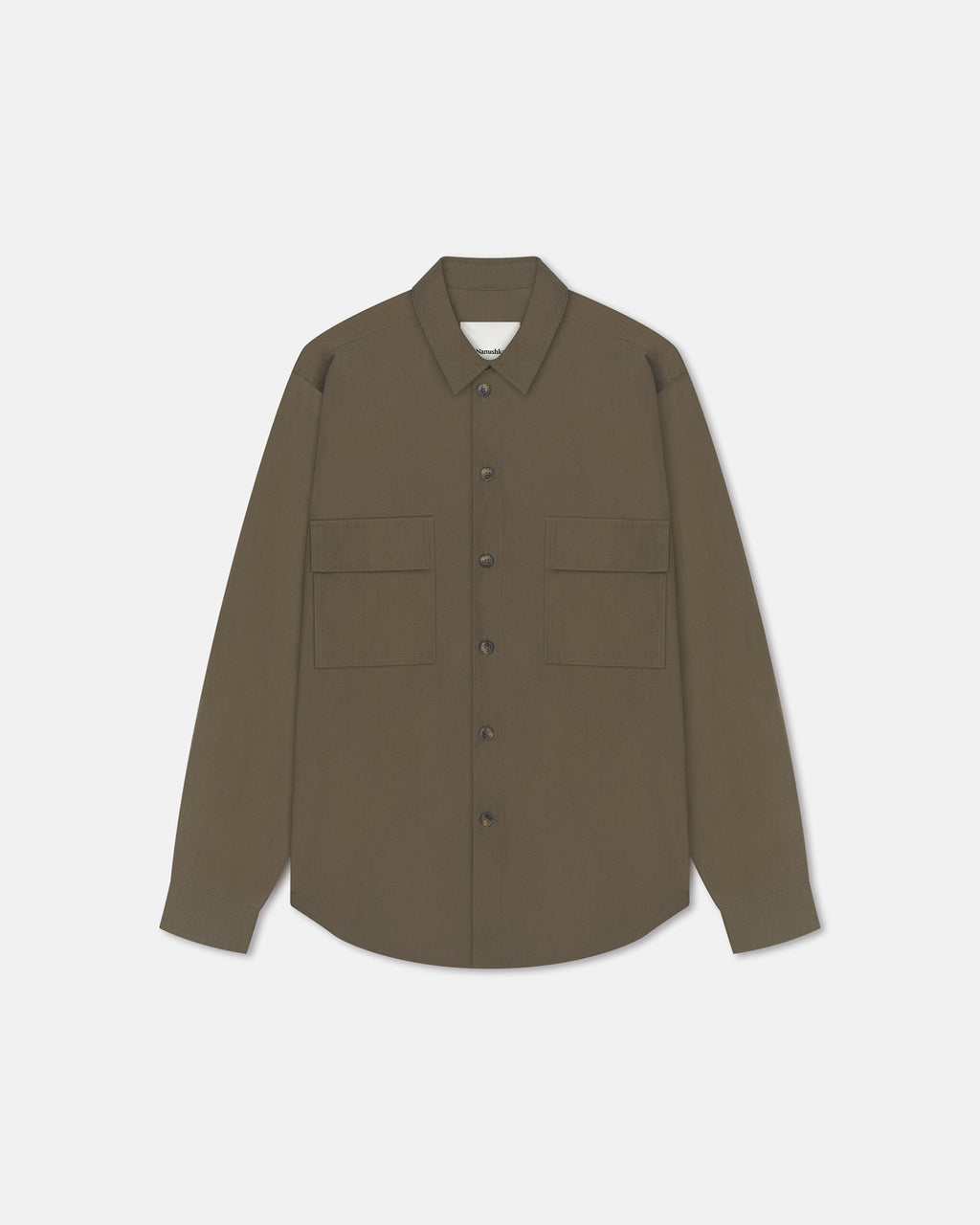 Chemise manches longues popeline lourde - Vert uniforme