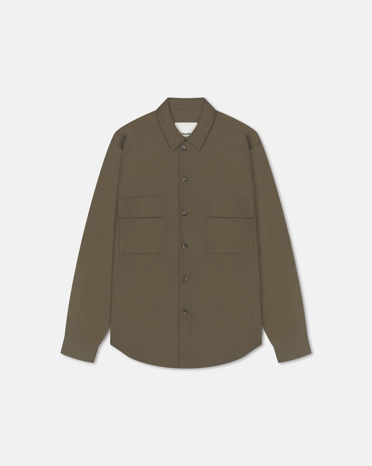 Chemise manches longues popeline lourde - Vert uniforme