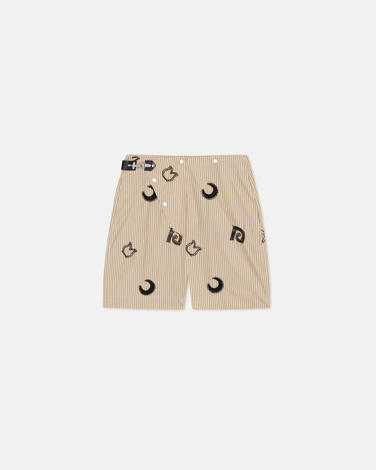 Short rayé perlé - Beige/Noir