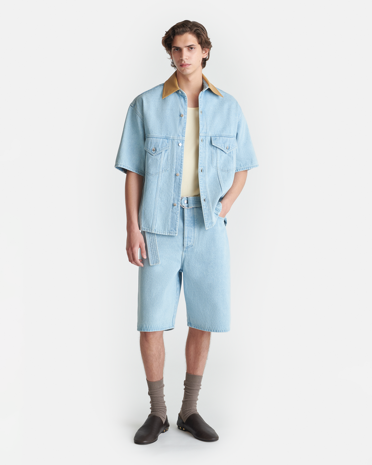 Chemise Western Eco Denim - Délavée éco/Noisette