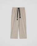 Pantalon à cordon de serrage en tissu quadrillé - Crème/Gris