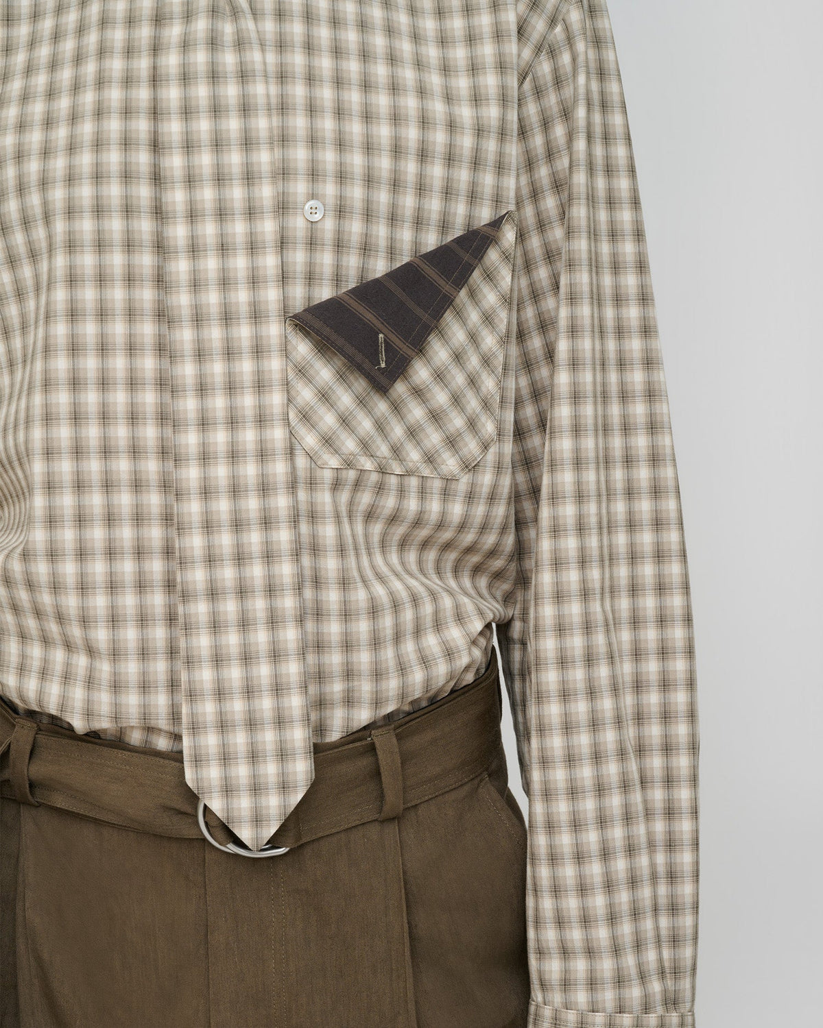Chemise à carreaux - Crème/Gris