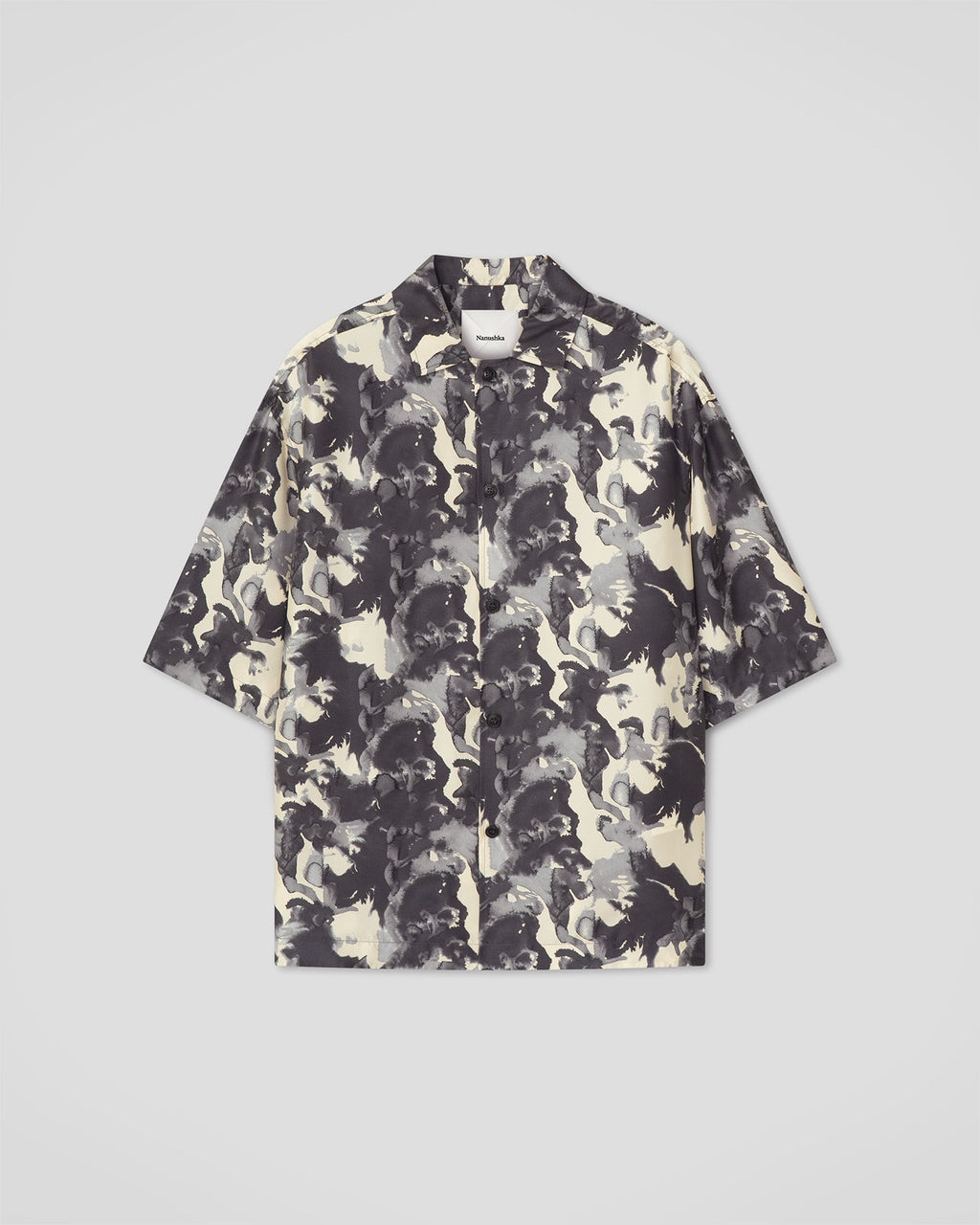Chemise en twill de soie à manches courtes - Aquarelle abstraite