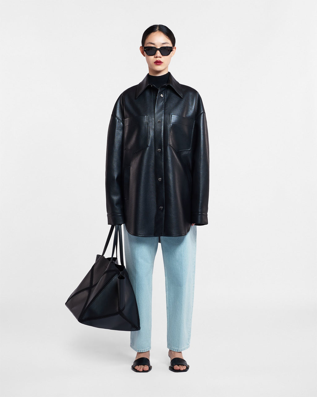 Surchemise en Cuir Régénéré - Noir