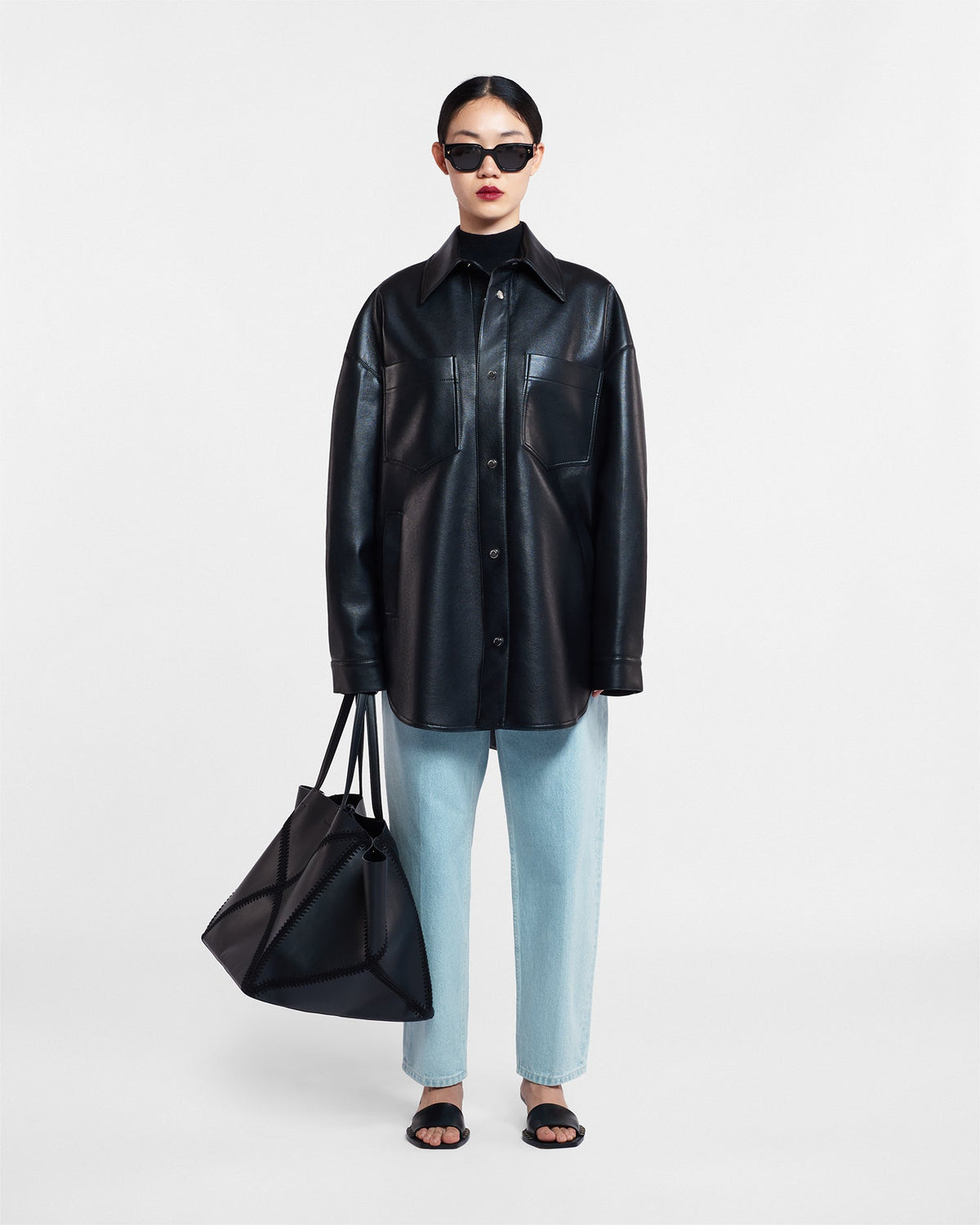 Surchemise en Cuir Régénéré - Noir