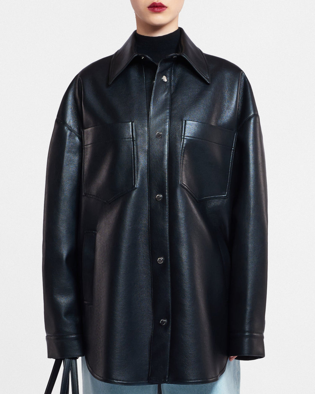 Surchemise en Cuir Régénéré - Noir
