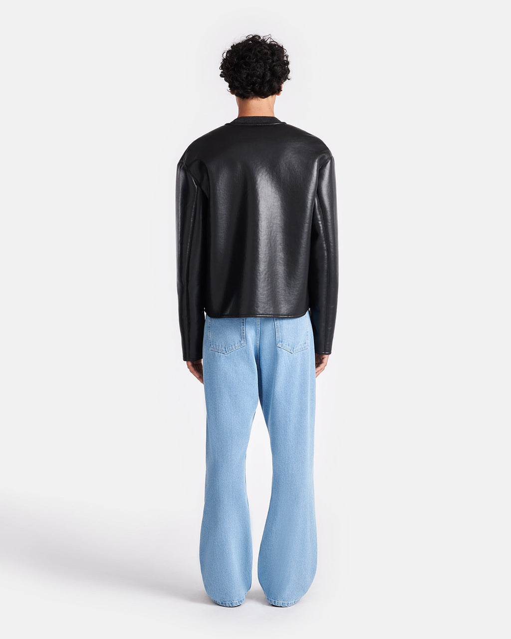 Veste en peau lainée contrecollée – Noir Marron