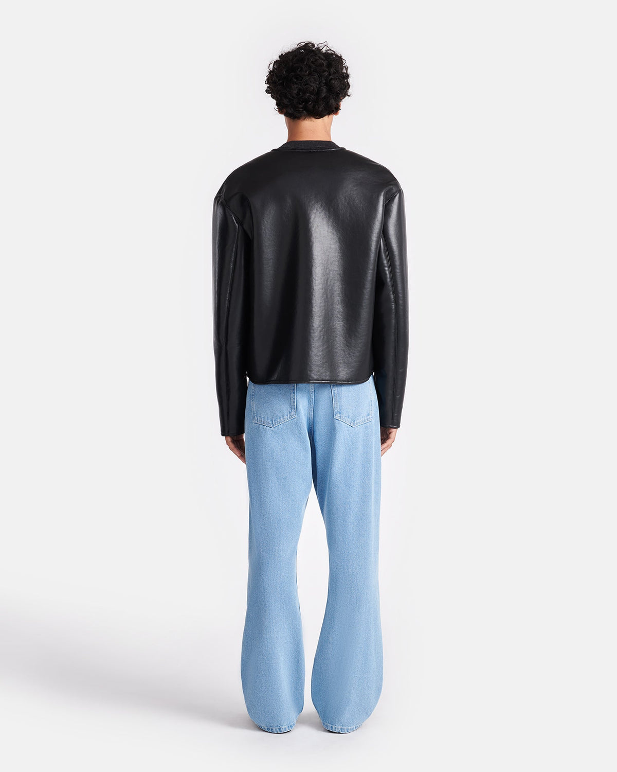 Veste en peau lainée contrecollée – Noir Marron