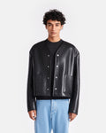 Veste en peau lainée contrecollée – Noir Marron
