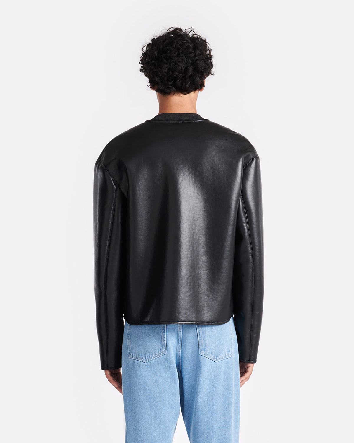 Veste en peau lainée contrecollée – Noir Marron