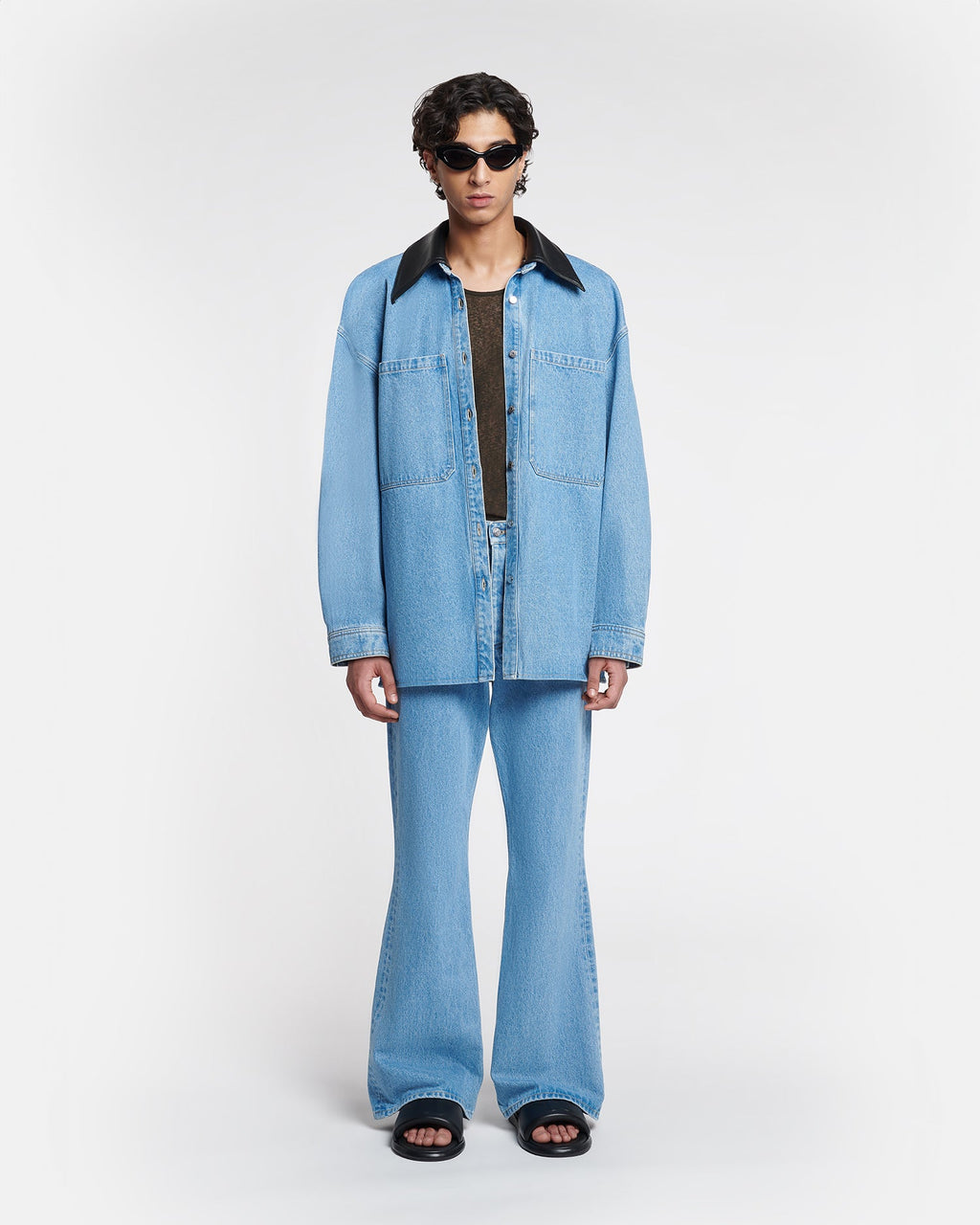 Chemise en jean en coton biologique - Bleu moyen