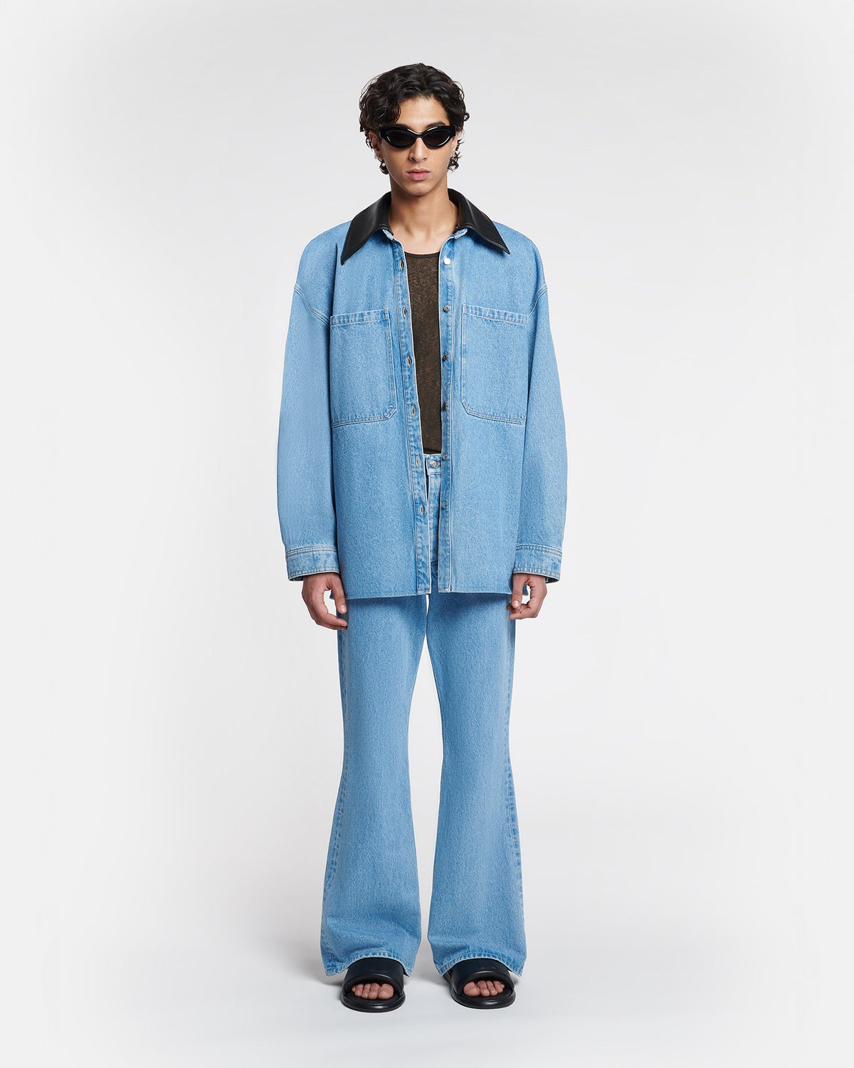 Chemise en jean en coton biologique - Bleu moyen