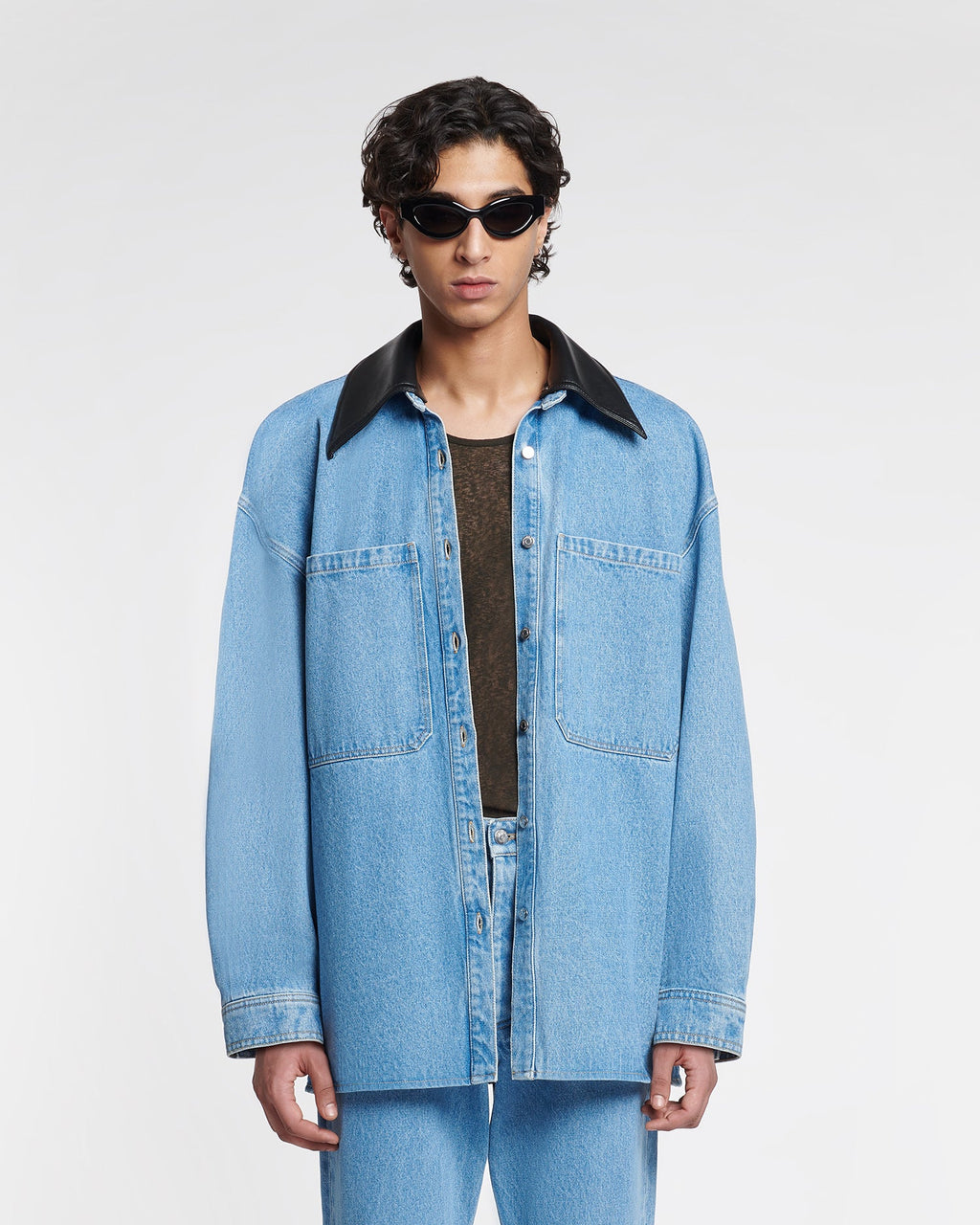 Chemise en jean en coton biologique - Bleu moyen