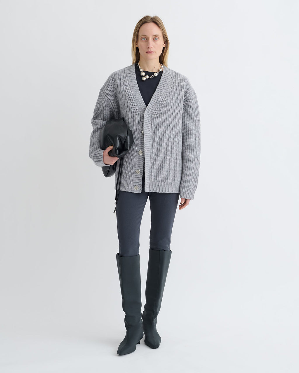 Cardigan mérinos et cachemire - Gris clair