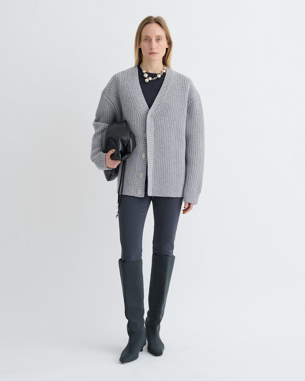 Cardigan mérinos et cachemire - Gris clair
