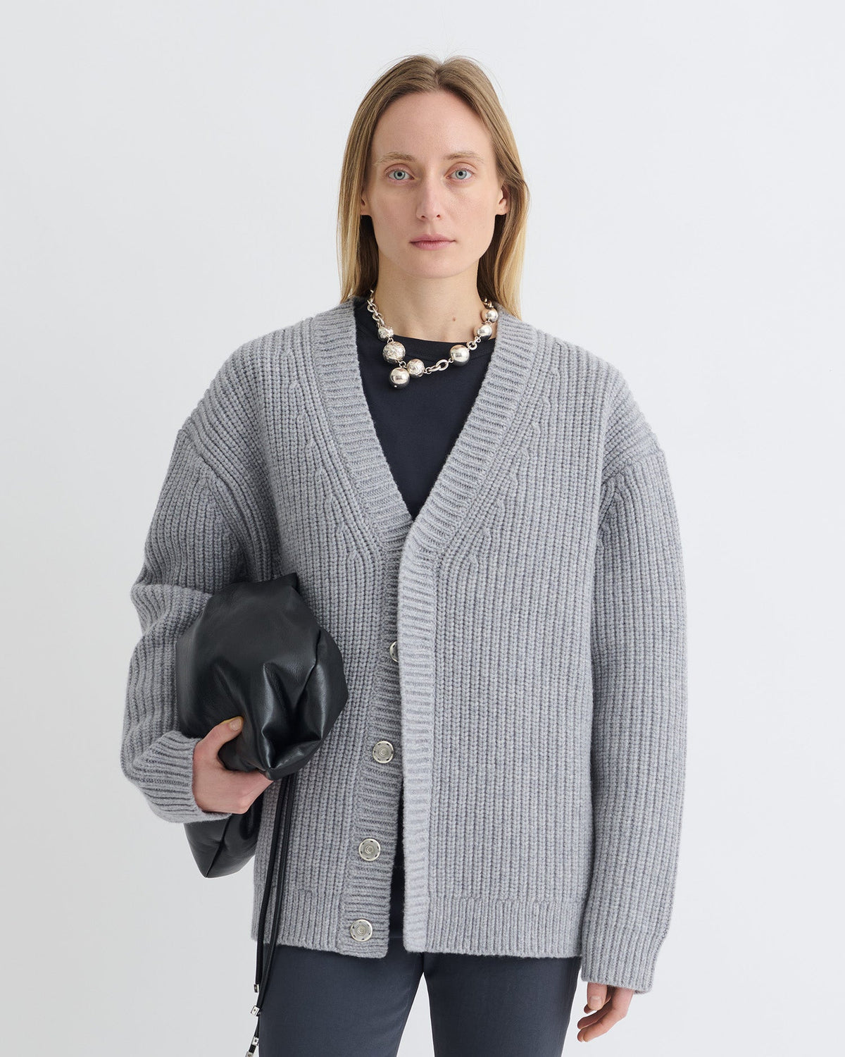 Cardigan mérinos et cachemire - Gris clair