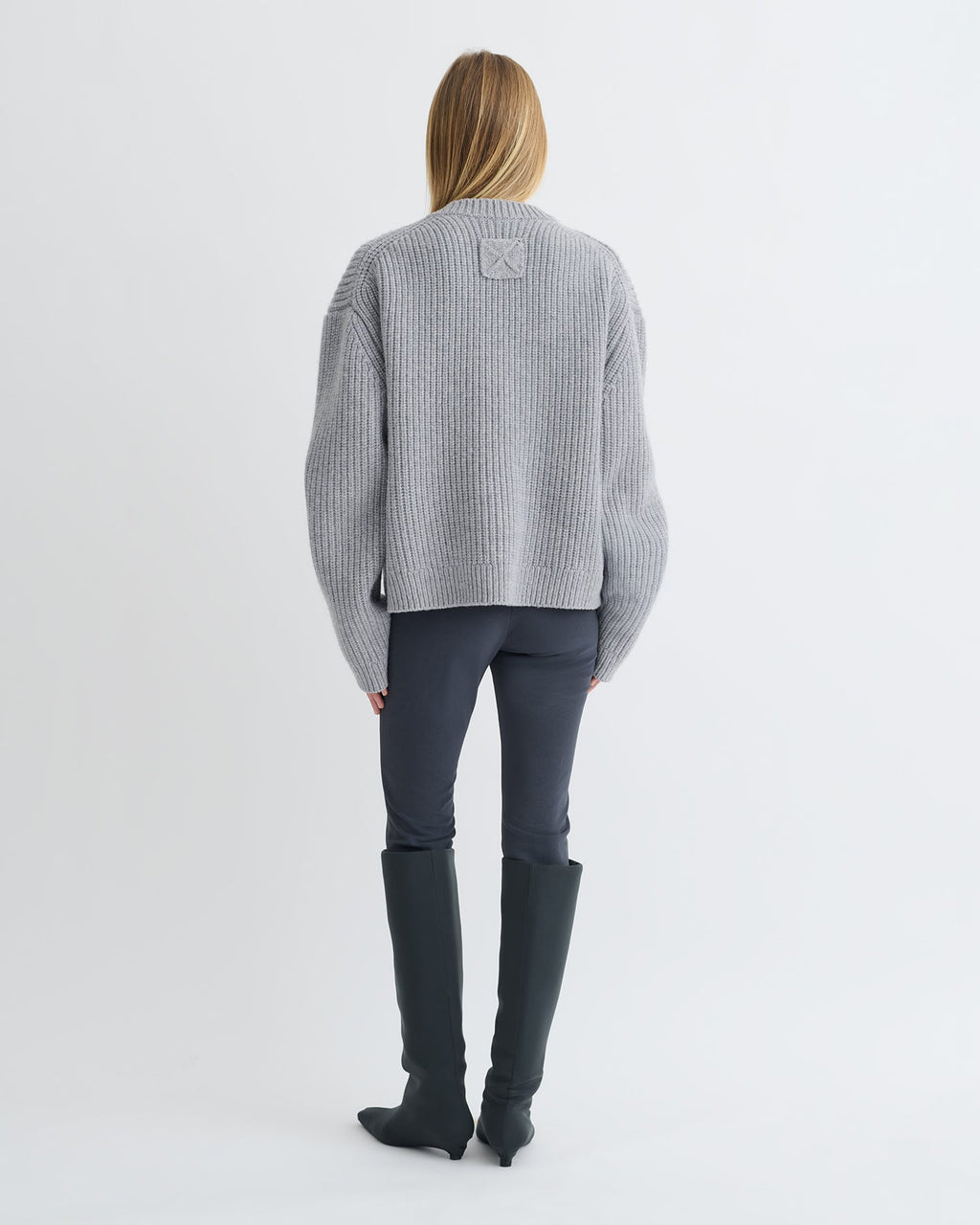 Pull col V en mérinos cachemire - Gris clair