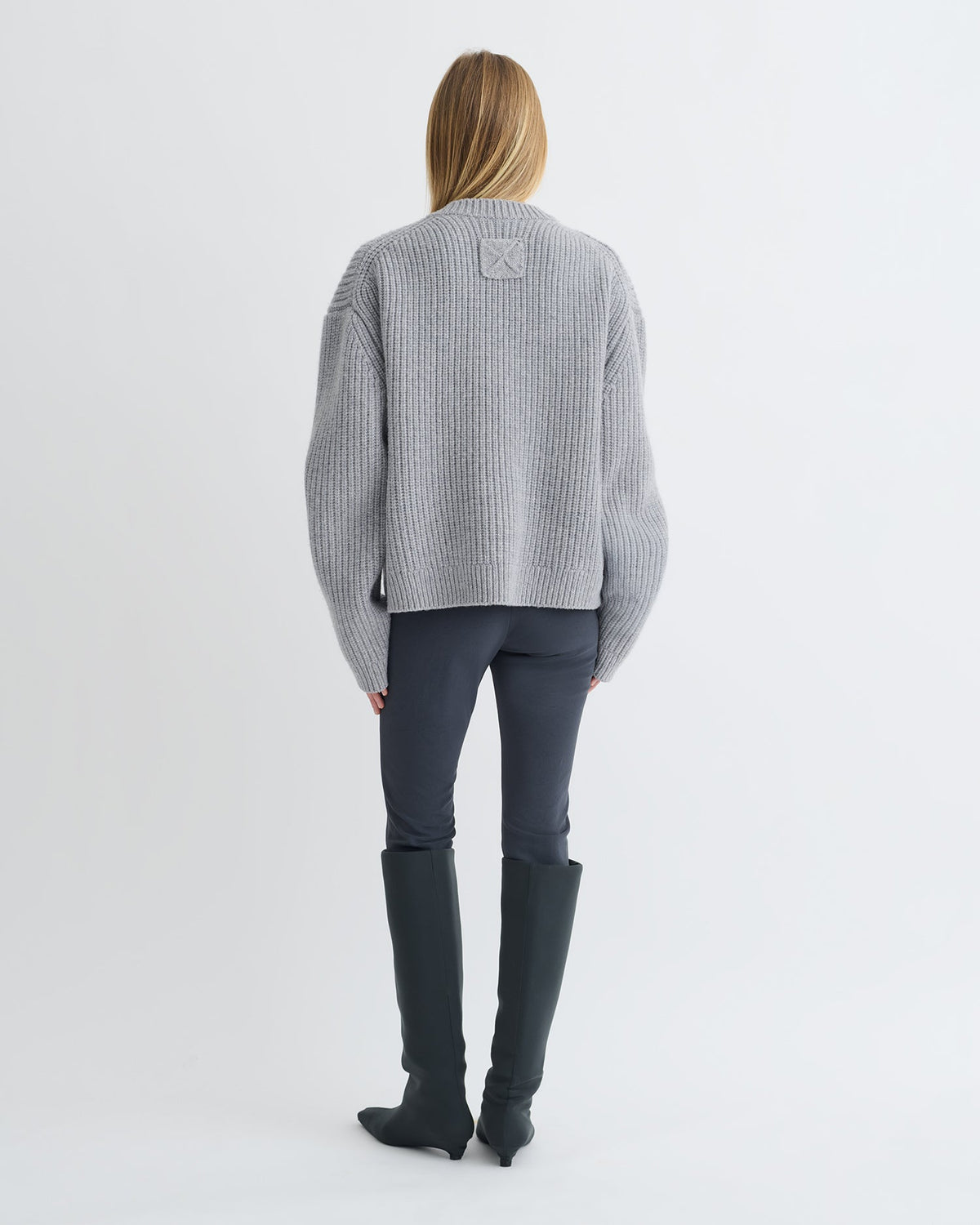Pull col V en mérinos cachemire - Gris clair