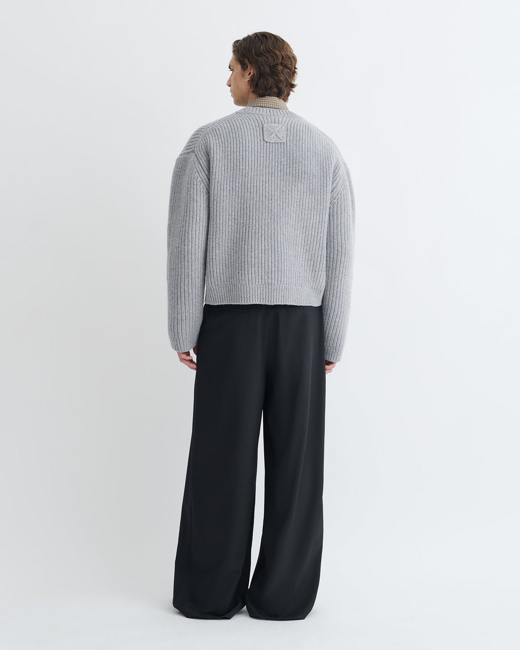 Pull col V en mérinos cachemire - Gris clair