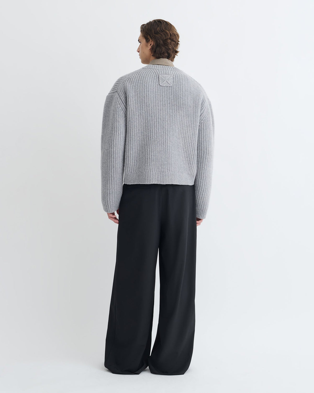 Pull col V en mérinos cachemire - Gris clair