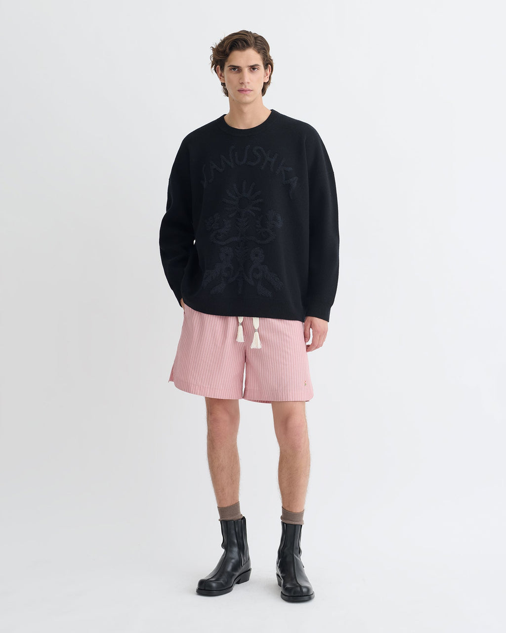Pull mérinos - Noir/Noir cassé