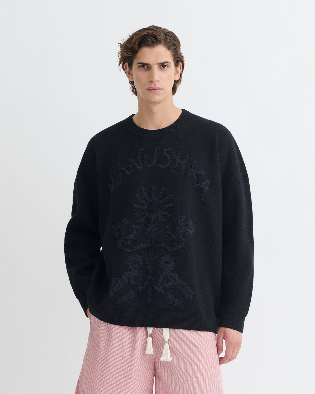 Pull mérinos - Noir/Noir cassé